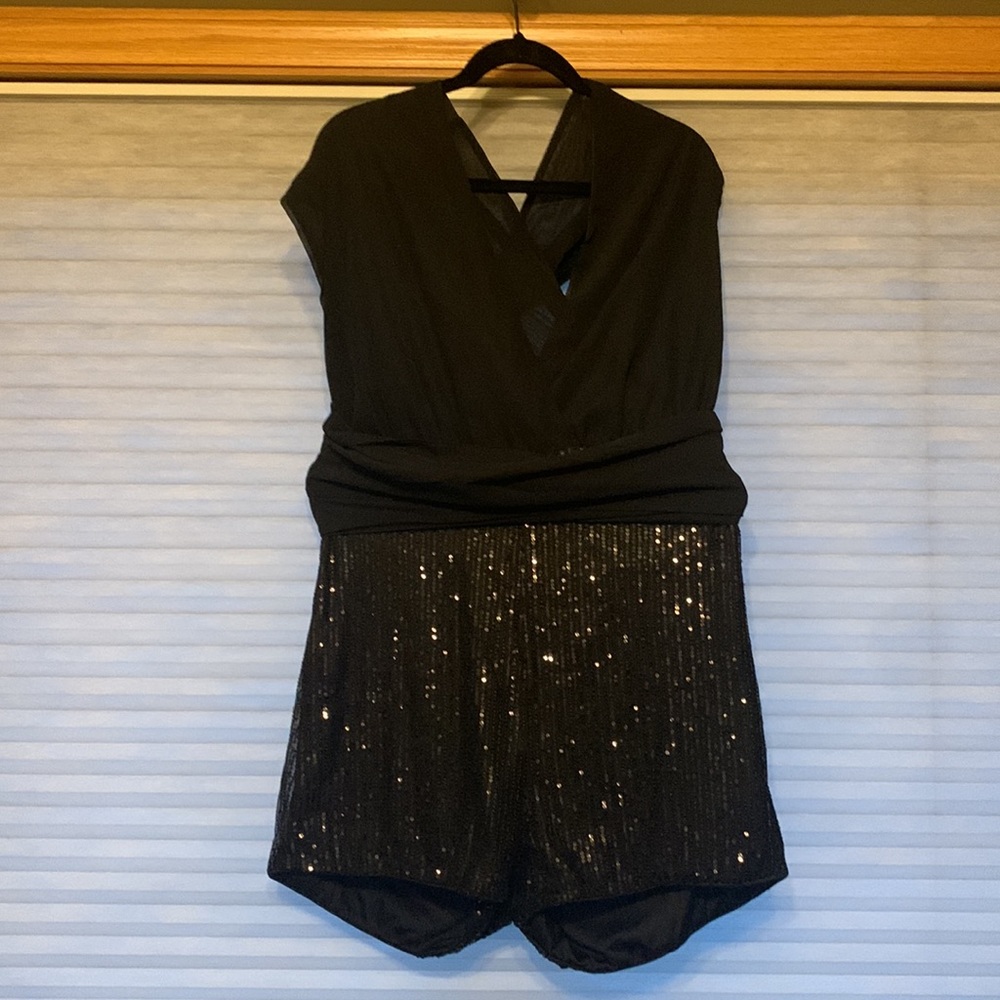 Black, sequenced romper